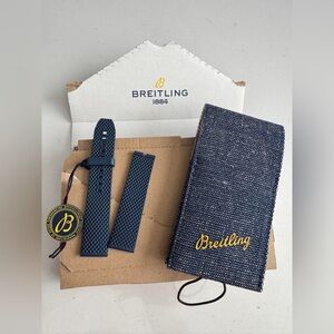 Breitling Blue Mesh Rubber Strap 22mm New